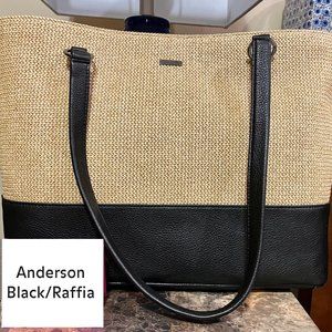 Hammitt Anderson Tote Black/Raffia NWT